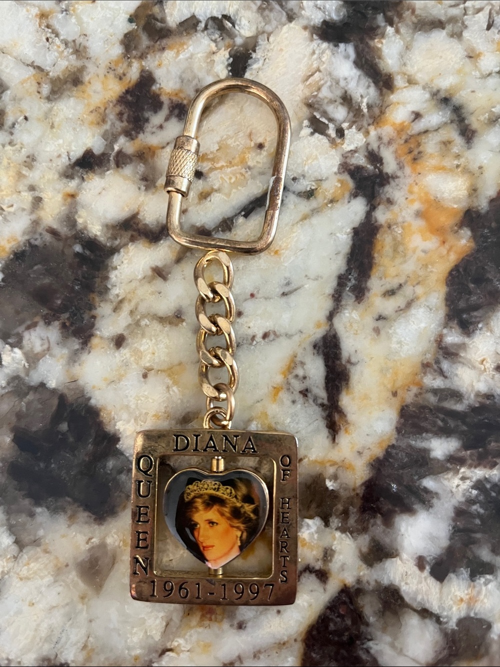 Gold-Tone 'Diana Queen of Hearts' Keychain Pendant